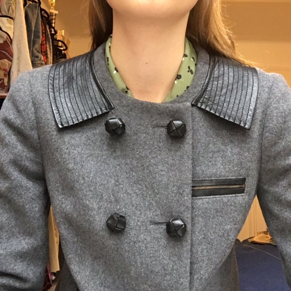 Diane Von Furstenberg Wool and Leather Coat